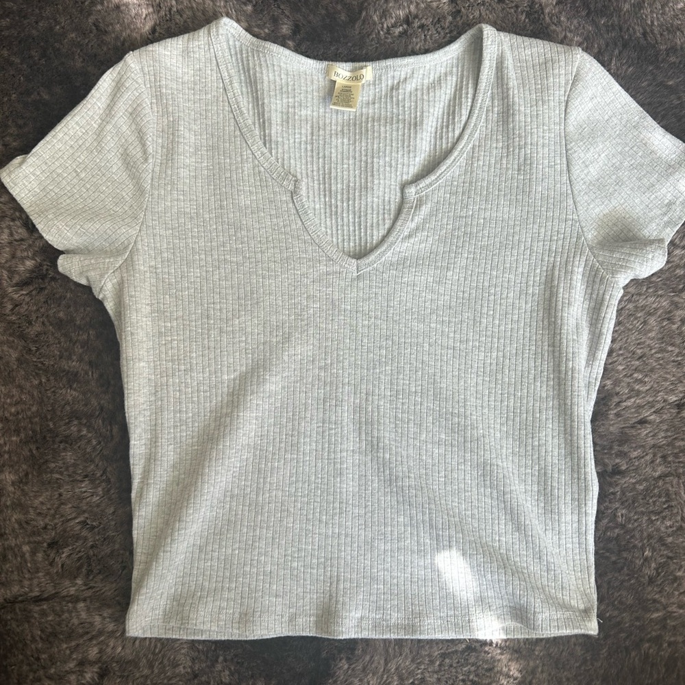 Grey Ribbed Croptop
